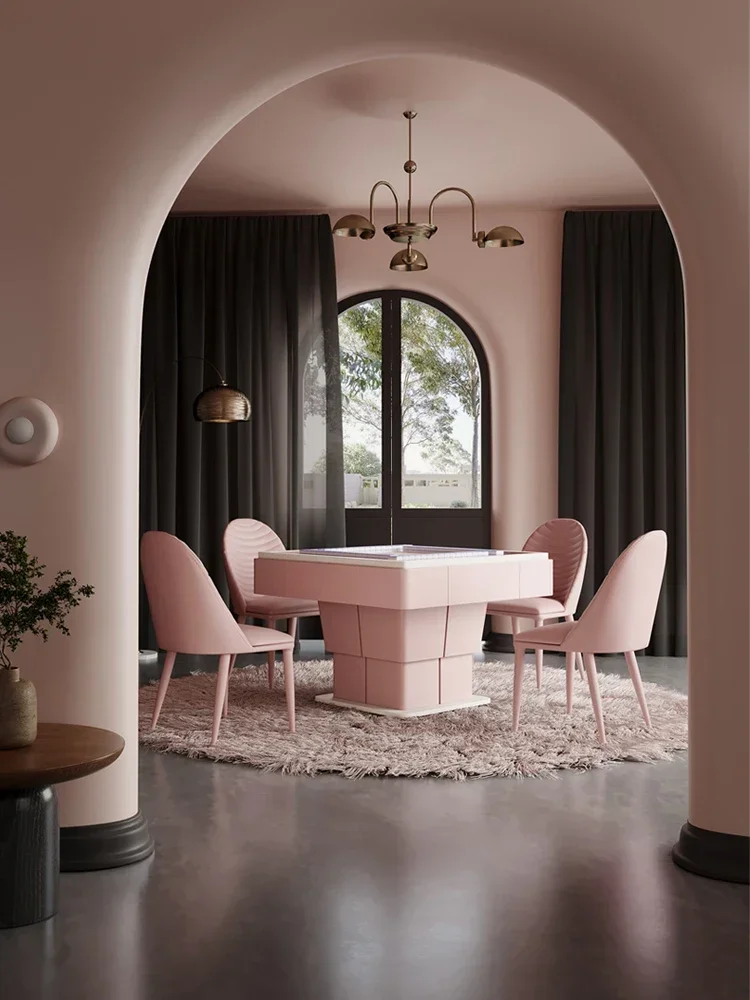 Lifting mahjong table and coffee table dual-use living room home multi-functional pink fully automatic mahjong machine