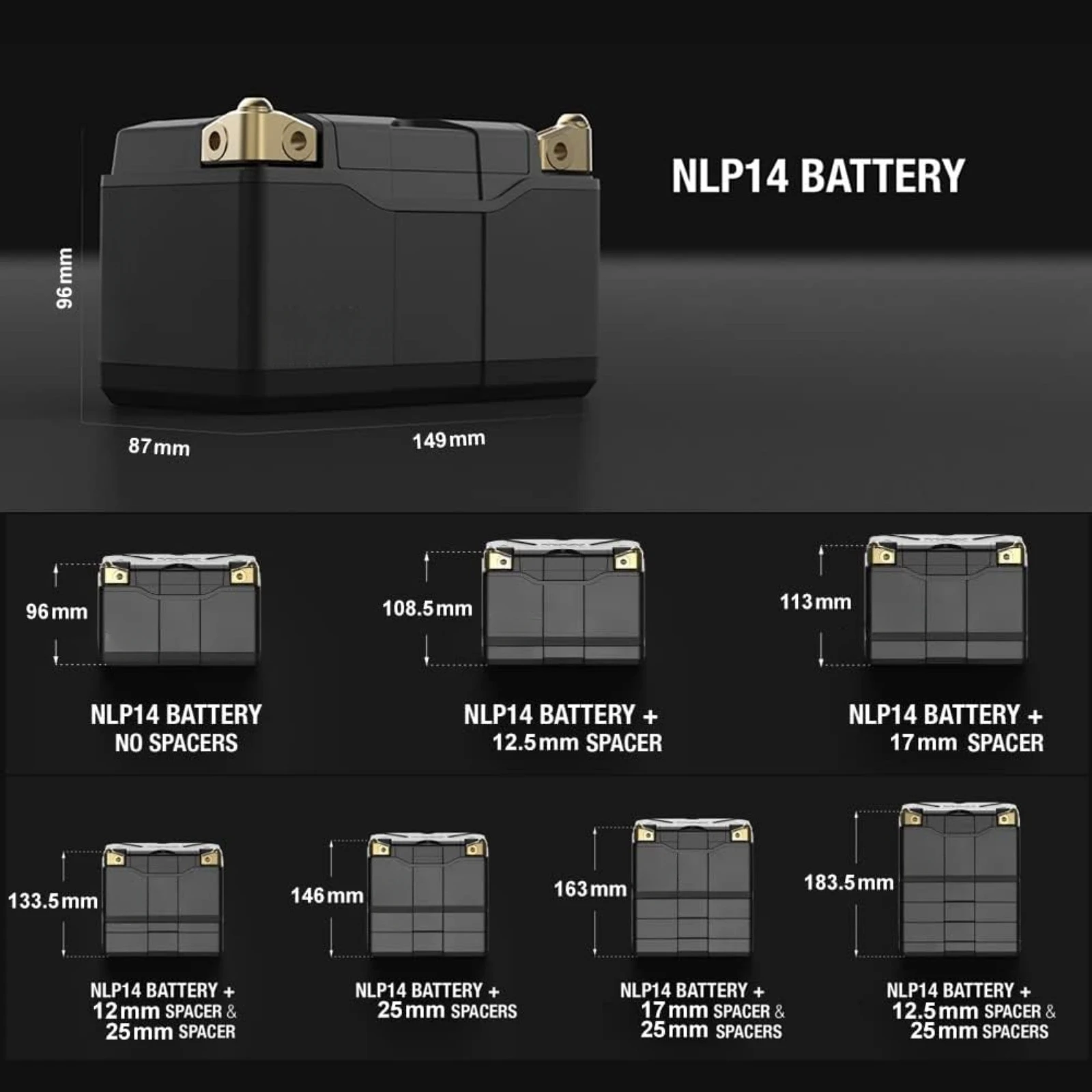 US  Lithium NLP14, Group 14, 500A Lithium LiFePO4 Motorcycle Battery, 12V 4Ah ATV, UTV,Jet Ski,4 Wheeler, Quad,Riding Lawn Mower