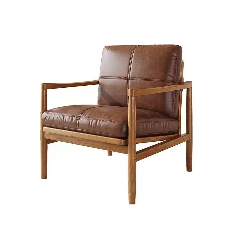 Solid wood single sofa chair Home living room Leisure lazy chair, armchair Balcony lazy sofa chair Hank chair