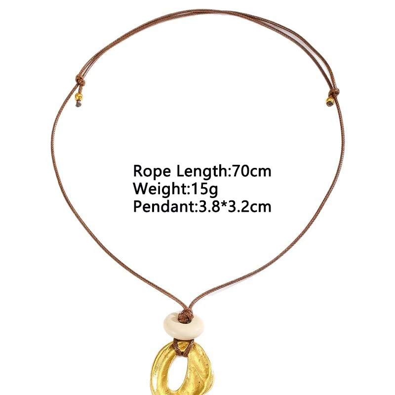 2026 New Long Rope Women's Necklaces Brown Chain Irregular Gold Color Metal Pendants Bohemian Hiphop Rock Style Neck Jewelry