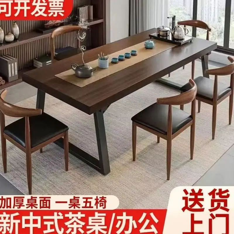 Large board tea table, one table and five chairs with tea set,  drinking table, living room making table