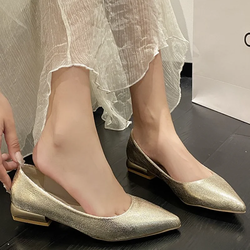 

Chunky Heels Low Heel Elegant Pointed Toe Ladies Pumps Women's Shoes Formal Block Today on Sale Luxury Brand Footwear Young