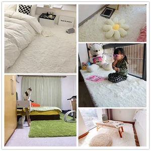 White Fluffy Hall Carpet, Hairy Carpet, large, non -slip rugs, thick, hairy, modern, living room, bedroom, home decoration, girl, kids room, pink 9 Main Sales Large Room Rug - №5