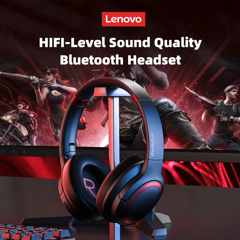 Original Lenovo TH40 Wireless Bluetooth 5.0 Professional HD Earphones Space Saving Headphones Noise Cancelling Headset with Mic