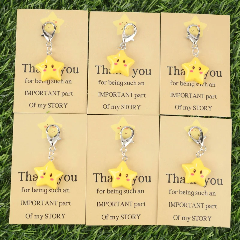 1/3/6pcs 2dCute Star Series Keychain Set Star card with thanks Actively support gifts Good luck gift Party decoration supplies U