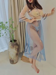 See Through Chinese Ancient Clothing Tang Hanfu Fairy Princess Sleepwear Babydoll Lingerie Sexy Sheer Night Club Party Costume