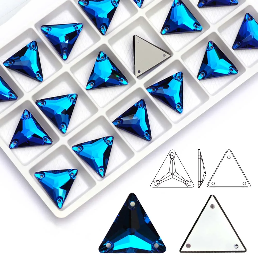 

Бермуды синие, высококачественные, с плоской спинкой, треугольной формы, со стразами и кристаллами, блестящие пришивные модные модные украшения для одежды