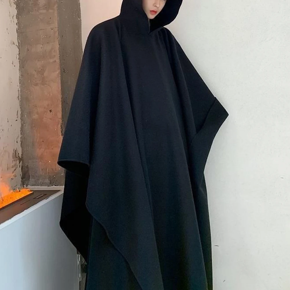 

XS-5XL Winter New Men's Solid Color Long-Sleeved Cape American Retro Fashion Trendy High Street Casual Loose Men's Top 2025