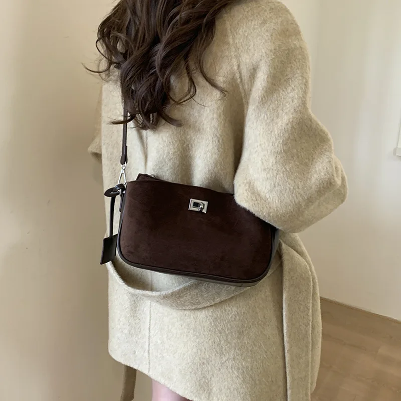 

2025 A/W Women's Matte Suede Shoulder Bag, Vintage Multi-way Crossbody Purse, Large Capacity Hobo Bag for Work Commute & Dating​