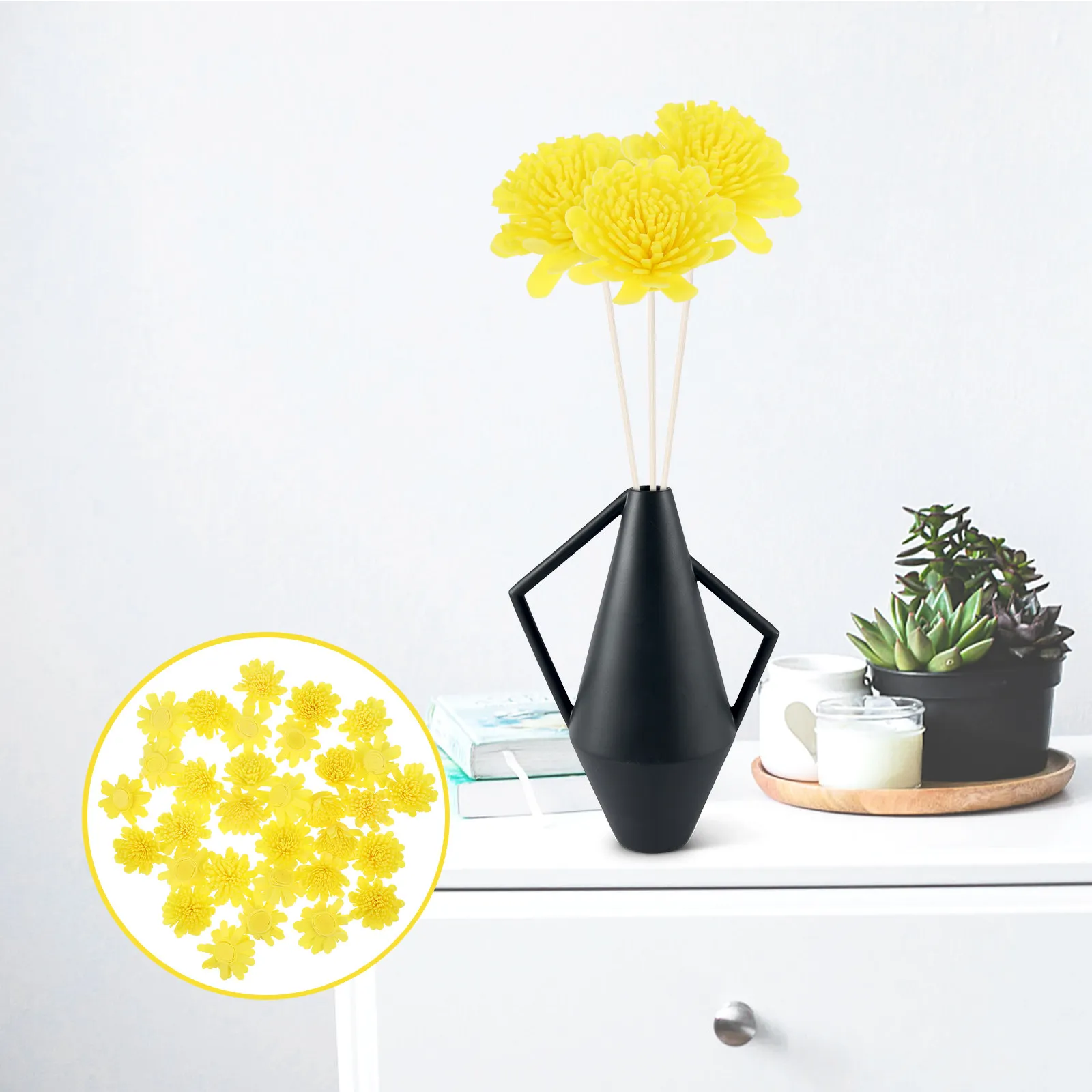 

100pcs Diffuser Chrysanthemum Flowers Aromatherapy Accessories Blue Essential Oil Scented PE Material Home Decor