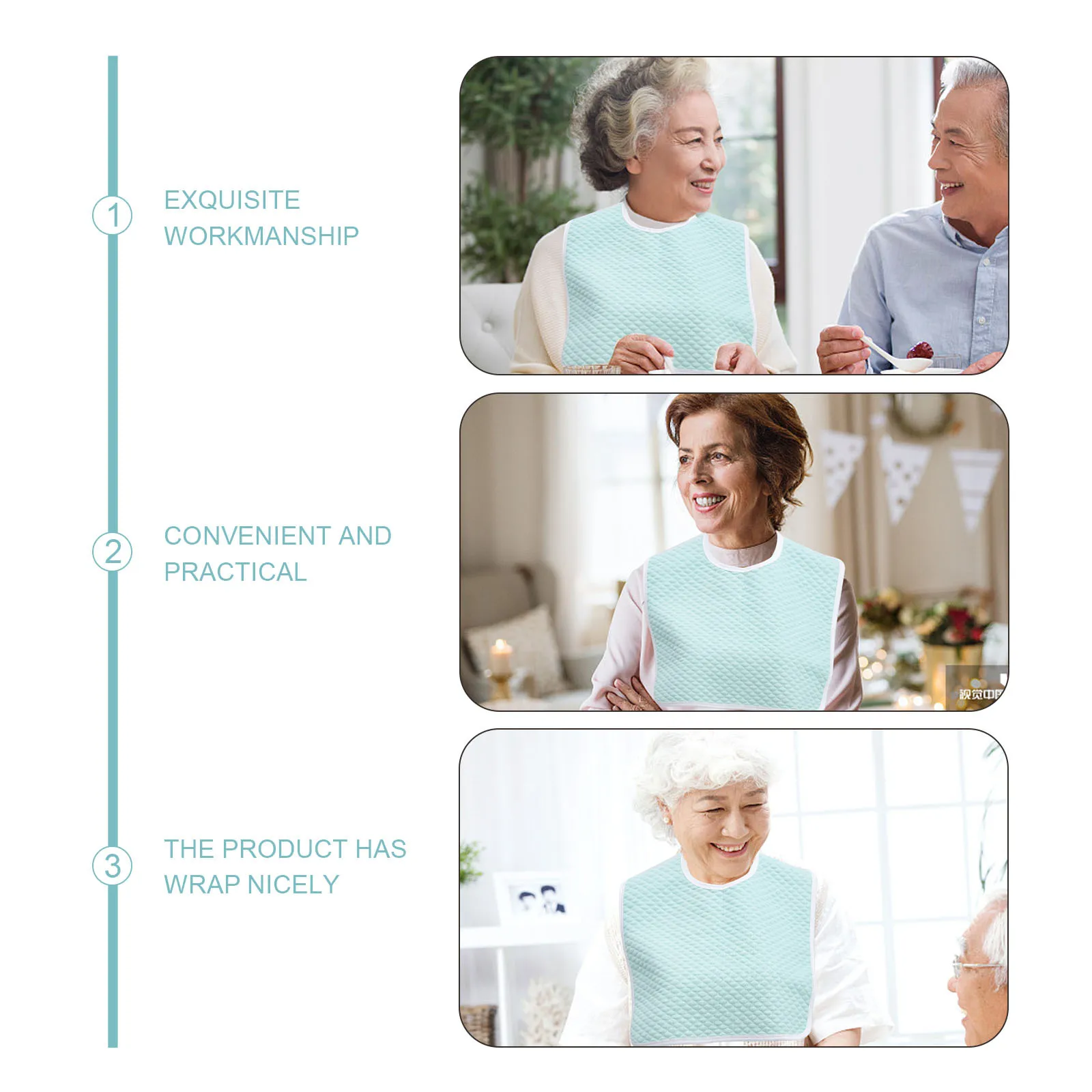 2 Stuks Liefde Hart Katoen Ouderen Slabbetjes Draagbare Waterdichte Voeden Lunch Handdoeken Gemakkelijk Gebruik Huidvriendelijke Comfortabele Verpleging Materialen