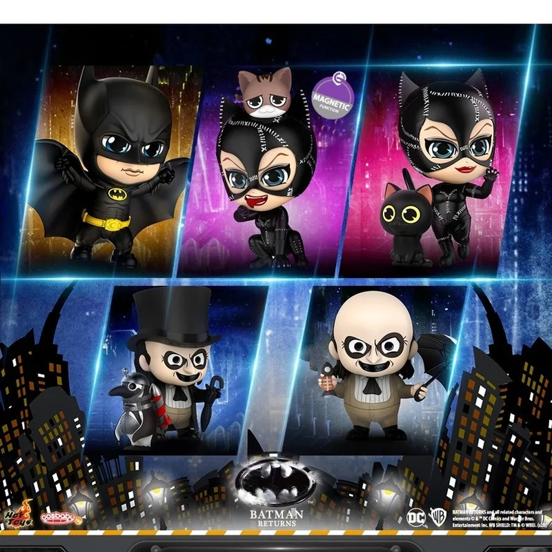 

Оригинальная фигурка Бэтмена возвращается, женщина-кошка, пингвин, модель Q, мини-милые куклы, игрушки, настольные украшения, коллекция, детский подарок на день рождения