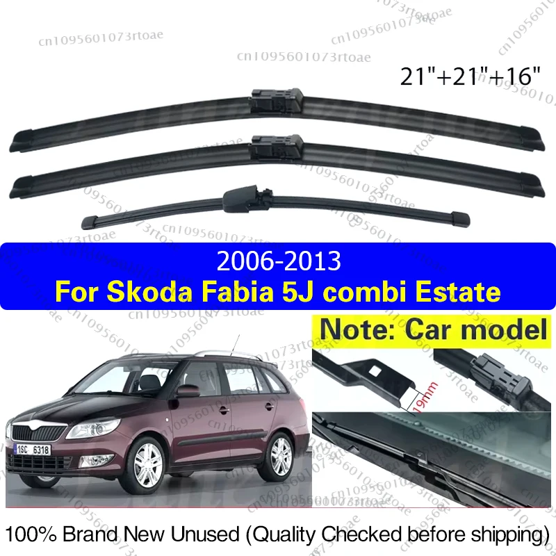 

3PCS For SKODA Fabia 5J Combi Estate 2006 - 2013 21"+21"+16" Front Rear Wiper Blades Windshield Windscreen Window Car Rain Brush