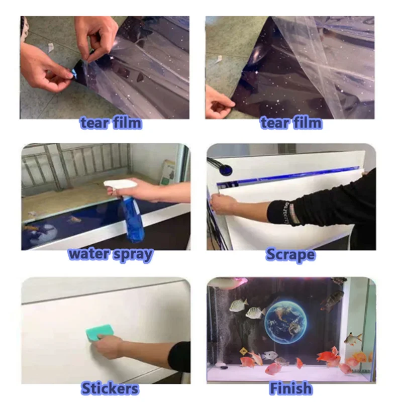 Pegatina de fondo de PVC para decoración de pecera, papel tapiz de impresión HD con nube, accesorios para acuario