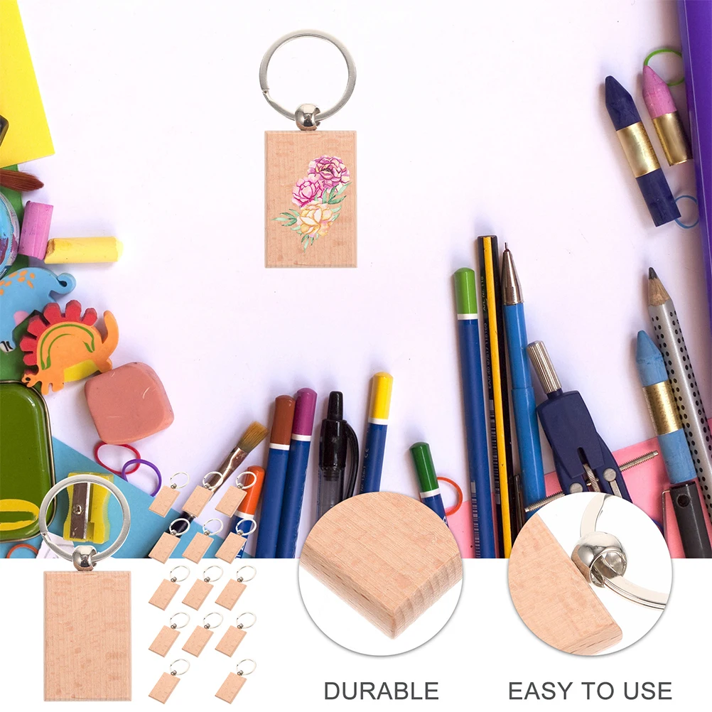 

12Pcs Wooden Keychain Blanks Unfinished DIY Wood Tags Bulk Craft Supplies Smooth Wood Rings for Personalized Keychains