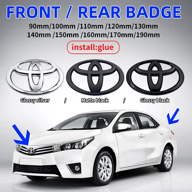 Car Front Bonnet Hood Rear Trunk Tail Bumper Emblem Badge Logo Sticker for toyota RAV4 proado Camry yaris AVALON CHR Vios REIZ