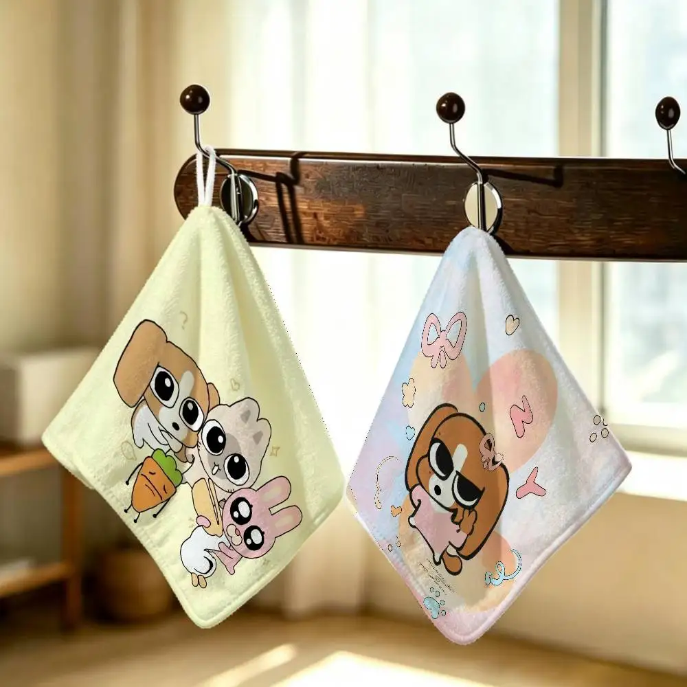 Friends Kawaii L-iPu Polyester Cotton Daily Towel Hanging Kitchen Hand Wiping Cloth Durable for Whole House Use