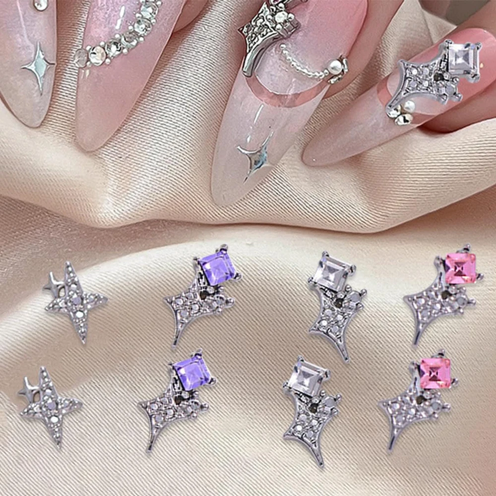 10Pcs Alloy Color Gem Star Nail Art Charm 3D Glitter Luxury Star Element Rhinestone Nail Ornament DIY Wykwintne akcesoria do paznokci