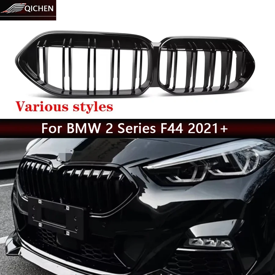 

For BMW 2 Series F44 220i 230i 240i 2021+ Kidney Grille Glossy Black ABS M Style Color Plastic Front Bumper Auto Decor Grill