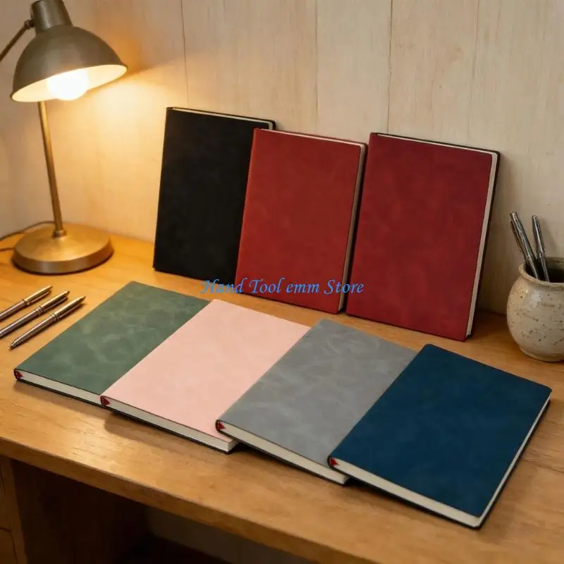 

H37F Professional PU Leather Notebook 160 Pages Wide Lined Ribbon Bookmarks Softcover Journal for Journaling And Note Taking