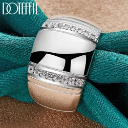 DOTEFFIL 925 Sterling Silver Big Smooth AAAAA zircone anello per uomo donna moda matrimonio fidanzamento regalo gioielli con ciondoli