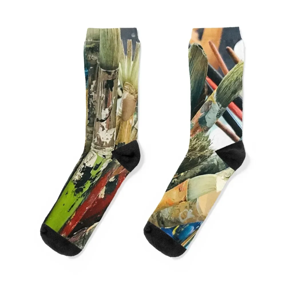 My Favorite Paint Brushes In My Art Studio Socks men cotton high quality New year's Socks For Girls Men's