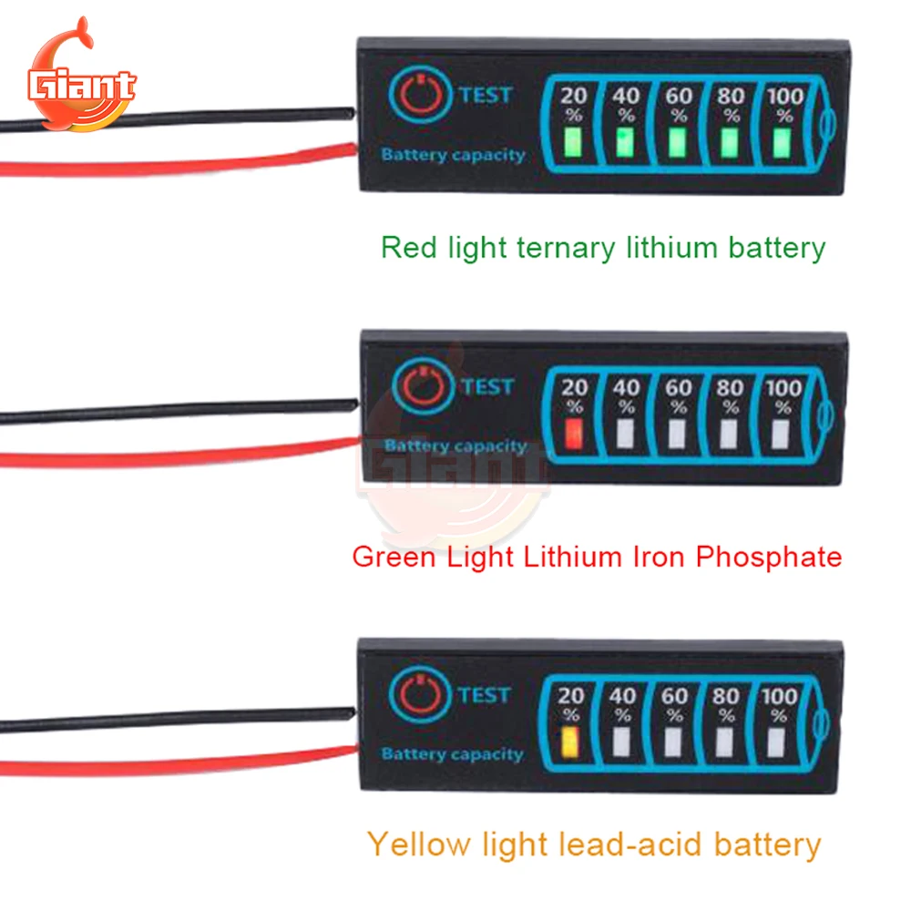 Bateria wskaźnik poziomu trójskładnikowa bateria litowa z serii 3 fosforan litowo-żelazowy miernik testowy wyświetlacza o pojemności akumulatora