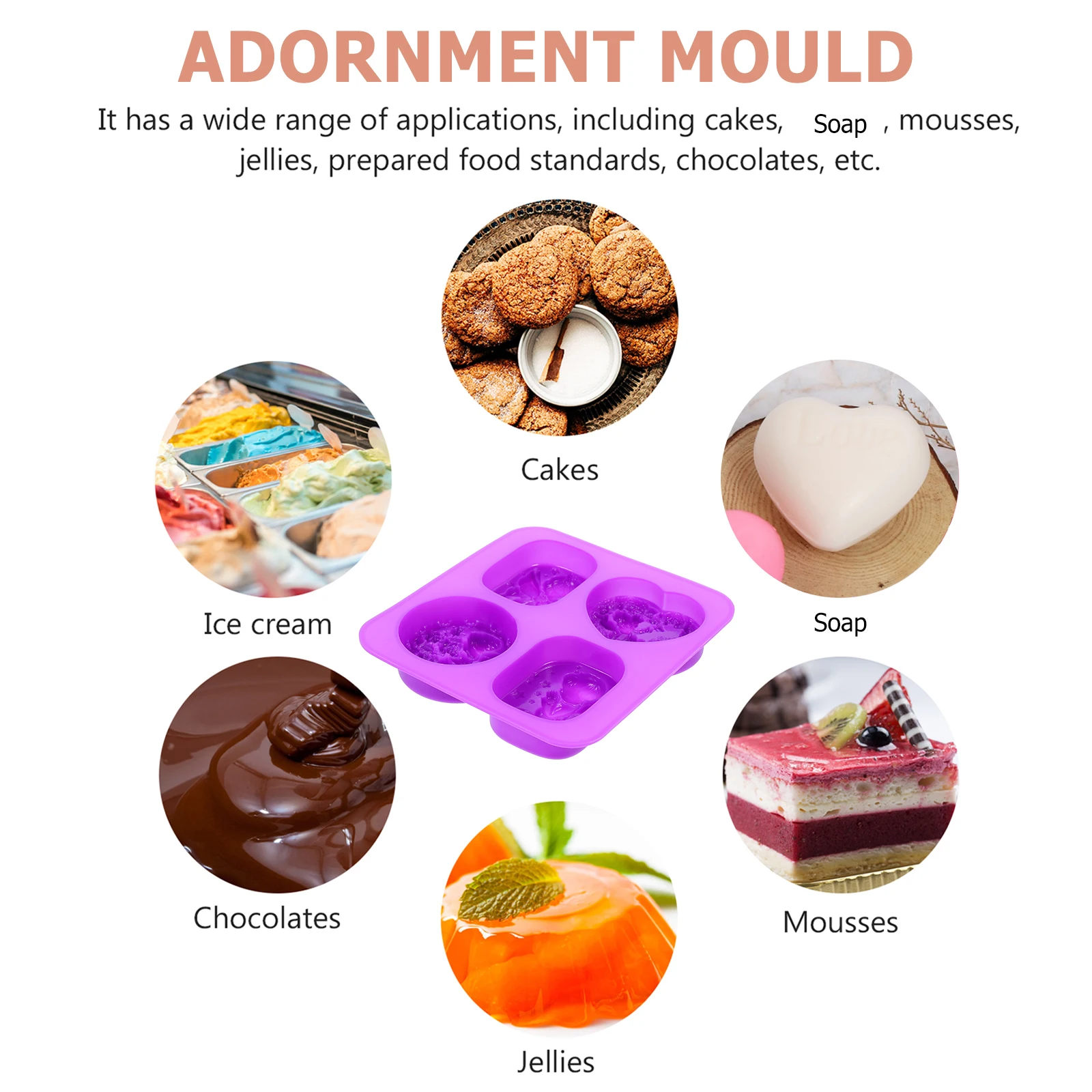 

Angel Combination Silicone Soap Molds Purple 4 Hole Manual Making Crafts DIY Home Use Eco Friendly Durable Reusable