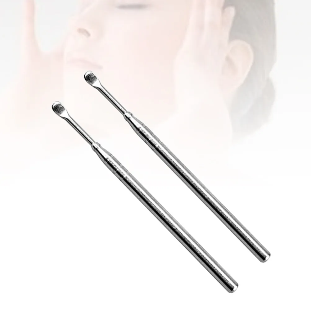 2Pcs High Quality Stainless Steel Earpick Ear Wax Removal Tool Smooth Rust-Free Earwax Cleaner Suitable All Ages
