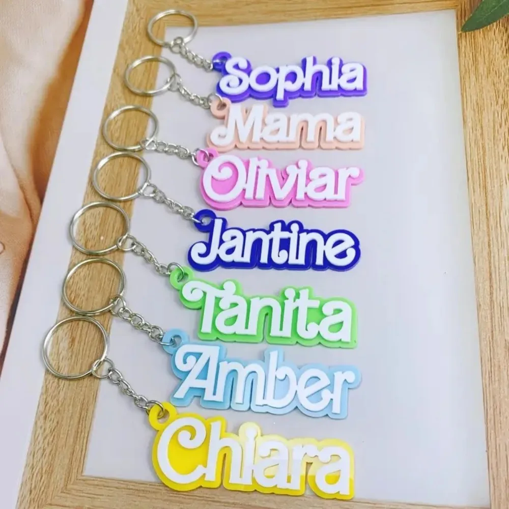 Llavero acrílico con nombre personalizado, etiqueta con nombre, llavero acrílico personalizado, perfecto para mochilas, bolso, maleta, regalos de cumpleaños