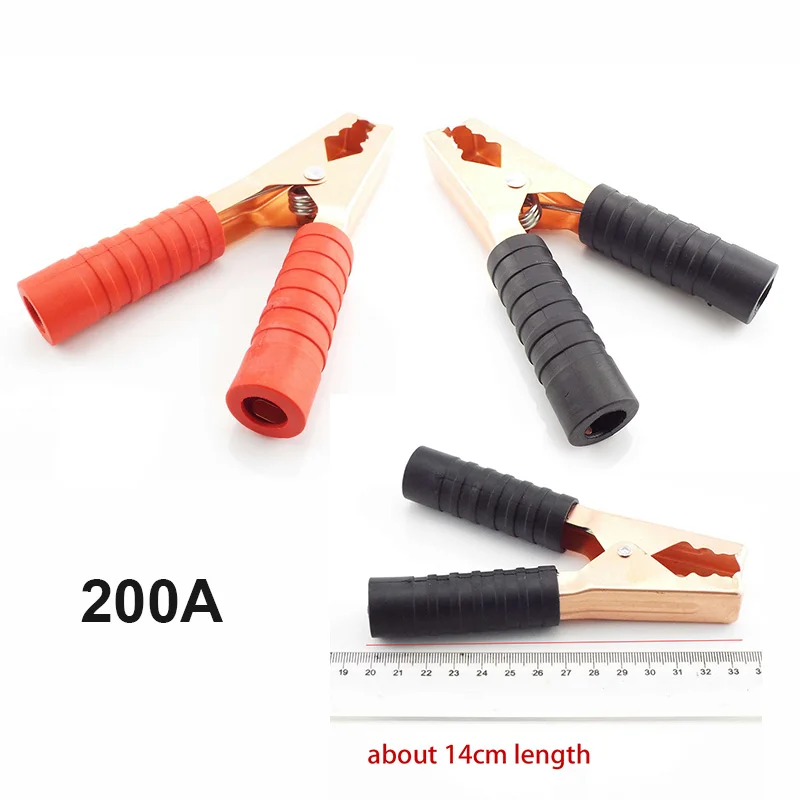 200A Red Black Car Alligator Battery Clamps Crocodile Clip Alligator Clips Connector Plug Power 14cm