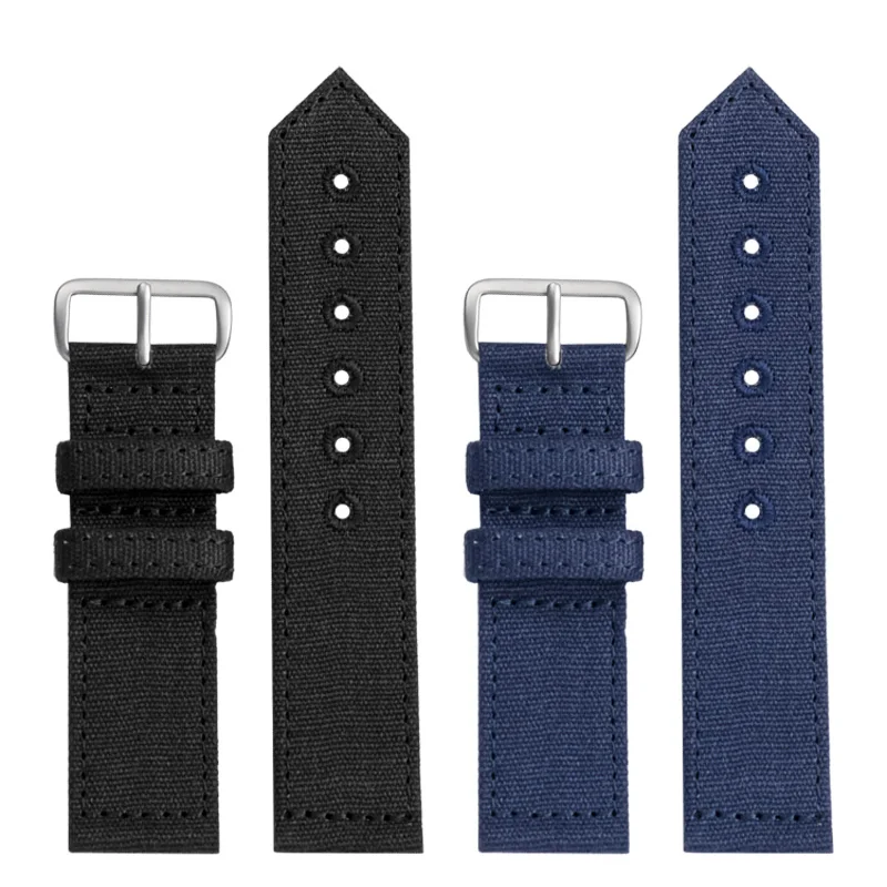 For CASIO Canvas WatchBand For Hamilton CITIZEN TIMEX Seiko Sports Watch Strap Army green Nylon Bracelet black 18mm 20mm 22mm view 6