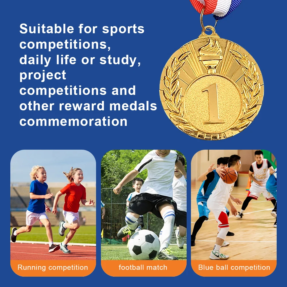 1-20Pcs 5cm Gold/Silver/Bronze Medal Sports Rewards With Neck Ribbon Students Rewards Competition Medals For Marathon Ball Games