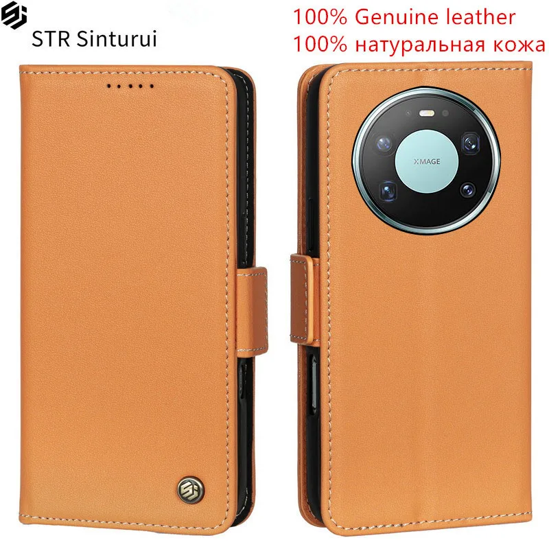 

STR Genuine leather Nappa grain card Slot Wallet Cover For Huawei Mate 70 Air 60 80 Pro+ Pro Max Flip shockproof phone Case