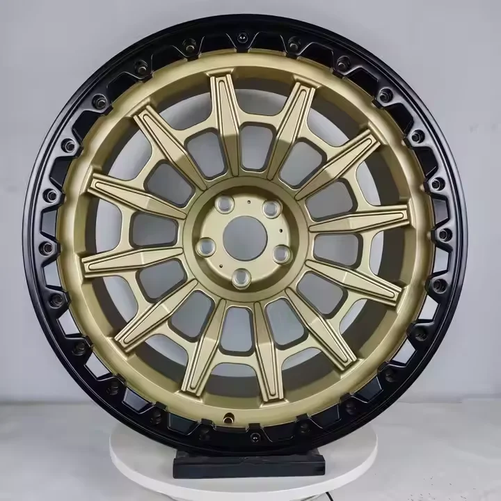 -For Custom 17-18Inch Beadlock Offroad Forged Wheels Rims 5x139.7 5x127 Golden Truck Pickup SUV for Tank Jeep Ford Mustang Ram&