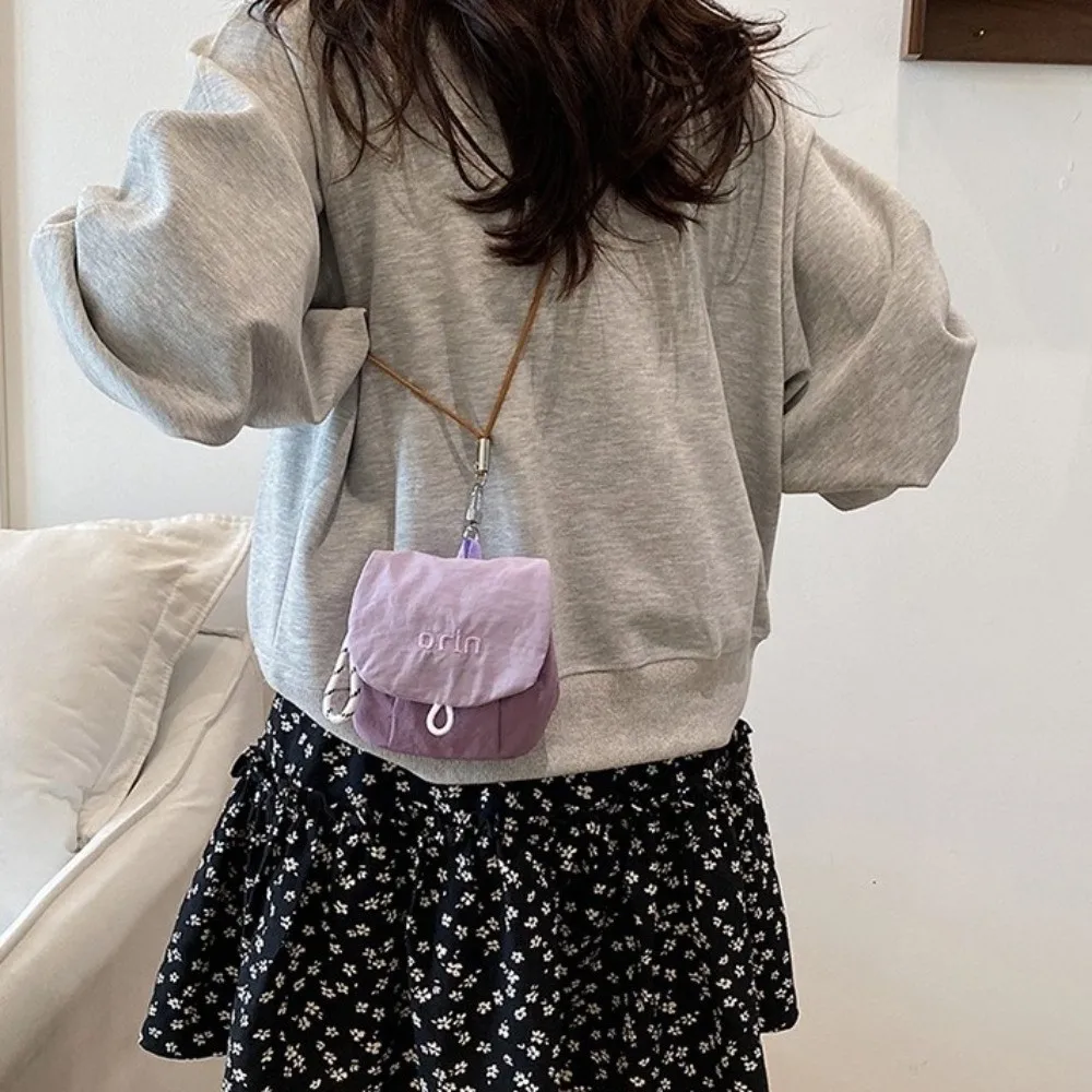 Portable Cloth Neck Hanging Bag Mini Contrast Color Children Coin Purse Headphone Bag Korean Style Small Item Bag Girl