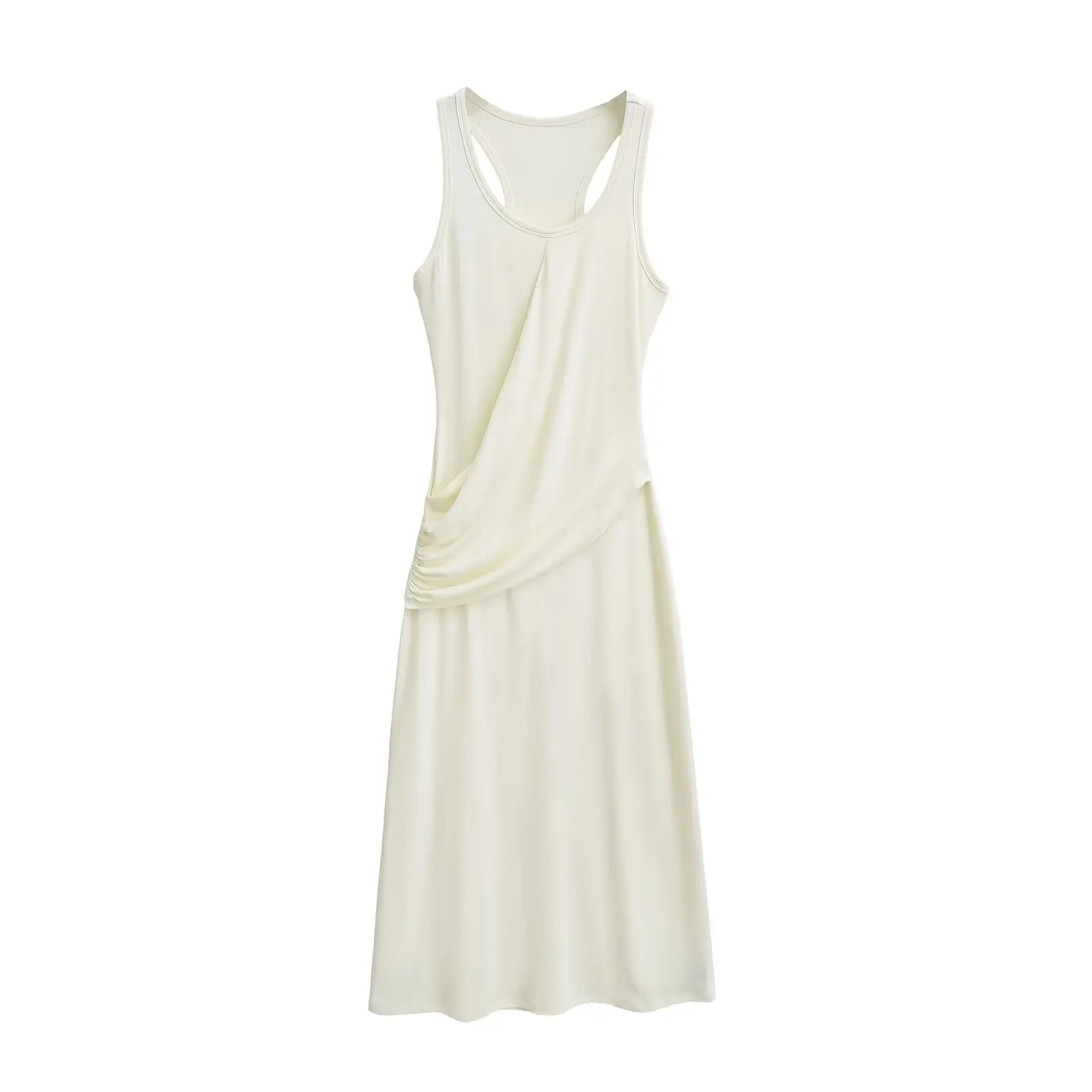 슬림 플리츠 스트랩 니트 여성용 봄 여름 신상 하이웨이스트 허리 조임 롱 스커트