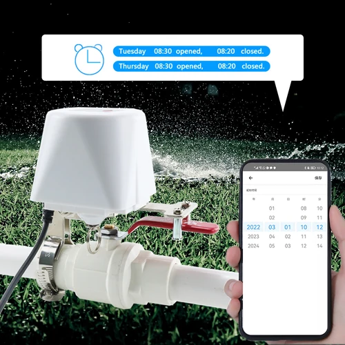 Imagen 2 del producto Tuya-válvula de agua WiFi, válvula de bola de cierre de Gas, temporizador, controlador de grifo inteligente para jardín, compatible con asistente de Google Alexa SmartLife