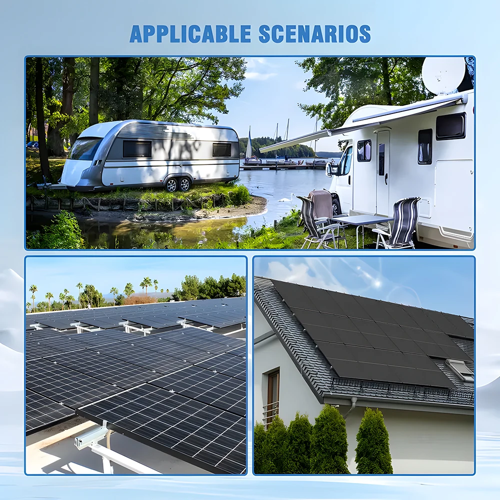 WERCHTAY 200 واط لوحة شمسية أحادية البلورية سوداء عالية الكفاءة مع تقنية مخفية بسبار لشاحنات RVs والمركبات والطاقة المنزلية