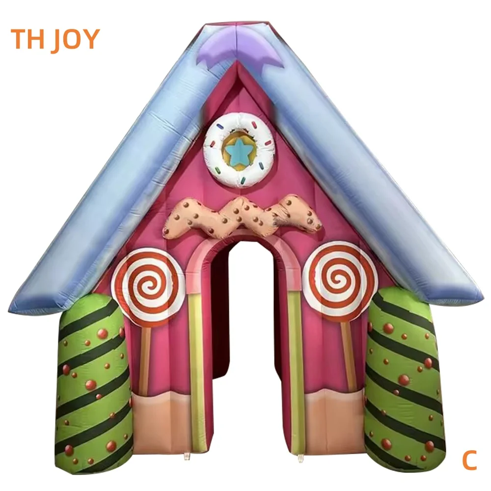 fast air ship to door,customized inflatable Santa grotto, candy Christmas house cabin tent for shopping mall decoration