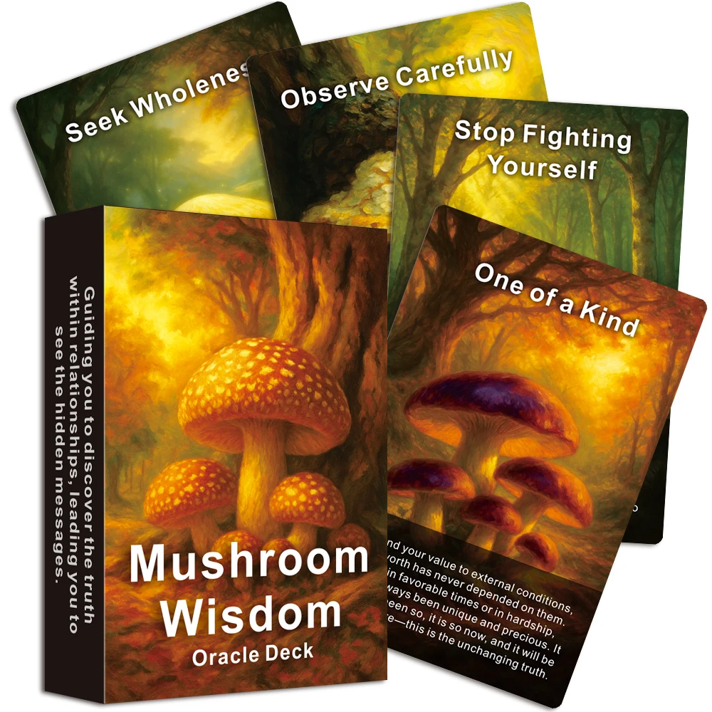 

Mushroom Wisdom Oracle Deck, 48 Oracle Cards of Whispers from Mushrooms, Inner Clarity and Meditation, 12*8cm, English Version