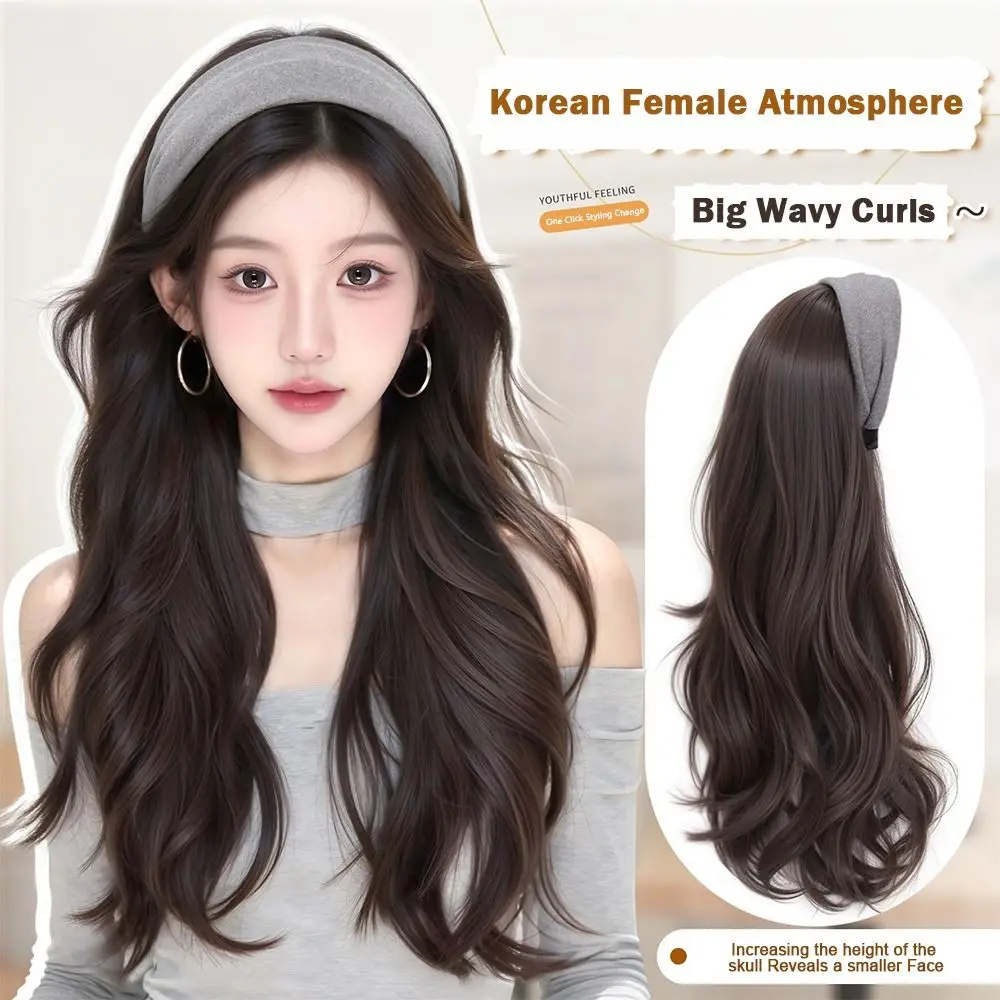 

New Long Wavy Curly Headband U-Shape Hair Extension Hairpieces Synthetic Natural Fake Half Hair Band for Women