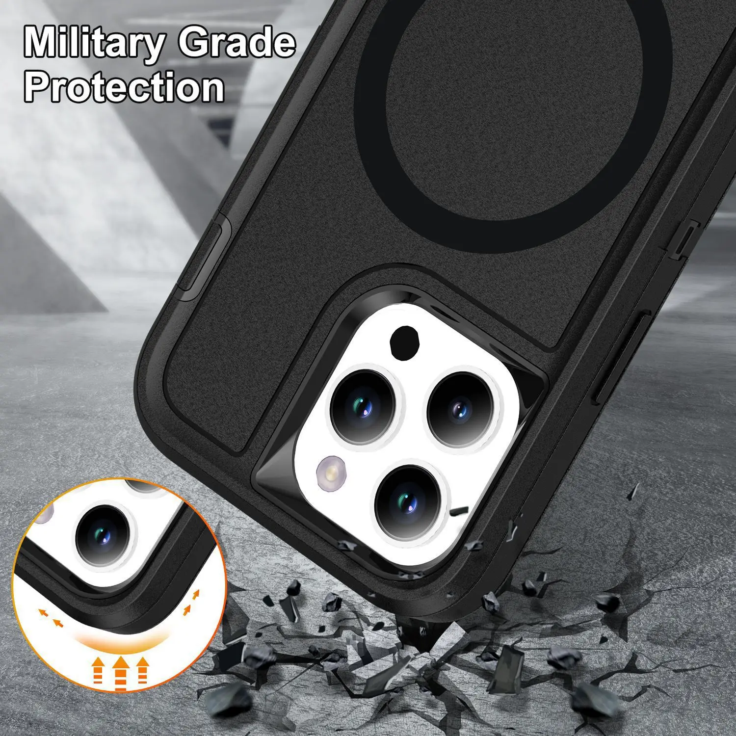 3IN1 Military Level Heavy Duty Shockproof Case For iPhone 16 15 14 13 ProMax PLUS For Magsafe Magnetic Wireless Charging Cover