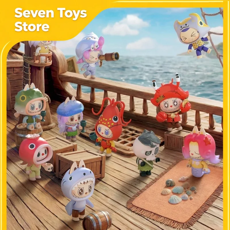 

Pop Mar Labubtu The Monsters Mermaid Search Creative Building Blocks Pirate Ship Labubtu Action Figure Collect Toy Birthday Gift