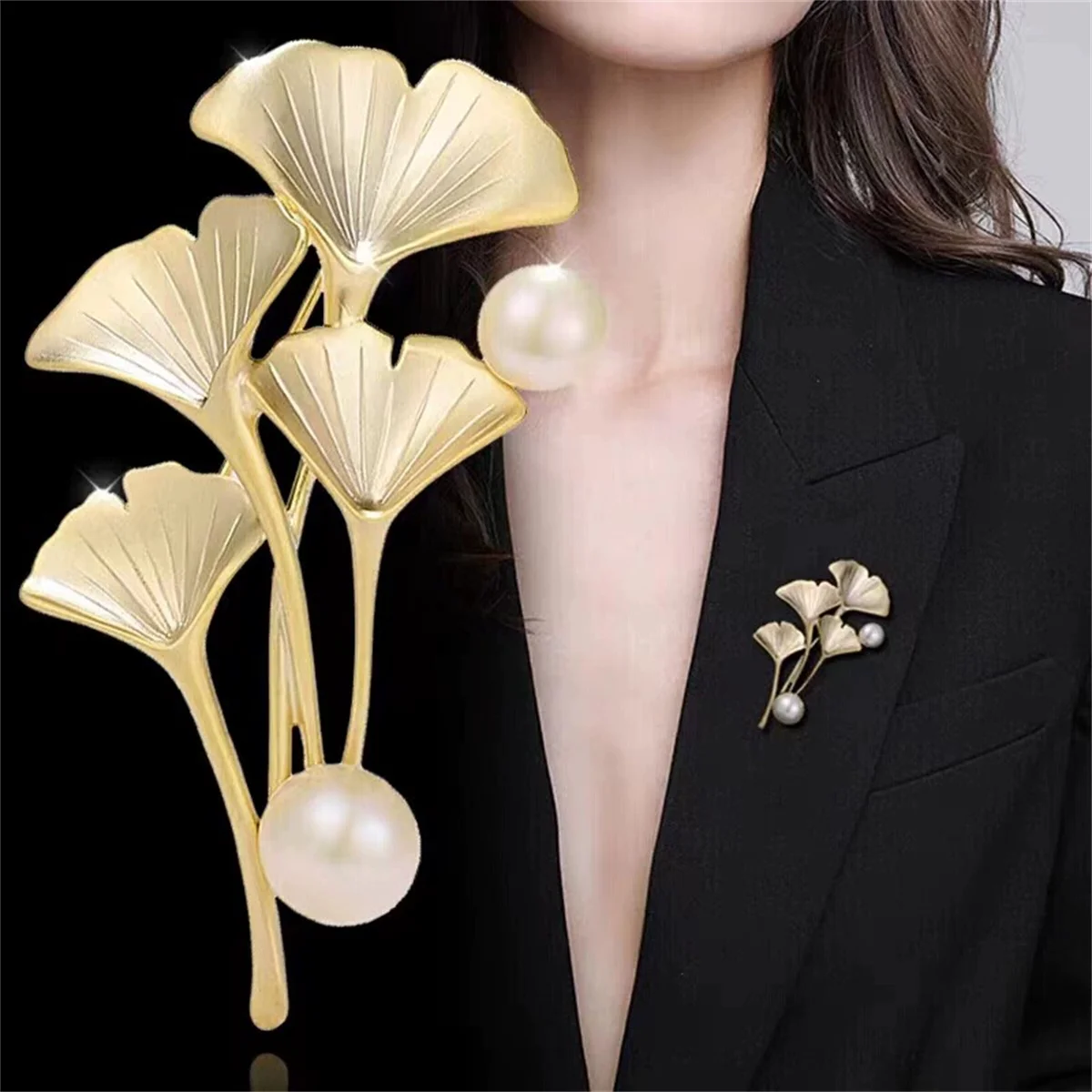 

1Pc Ginkgo Leaf Brooch Fashionable and Exquisite Pin Charm Trendy Jewelry Accessories Party Banquet Festival Gift Souvenir 2025
