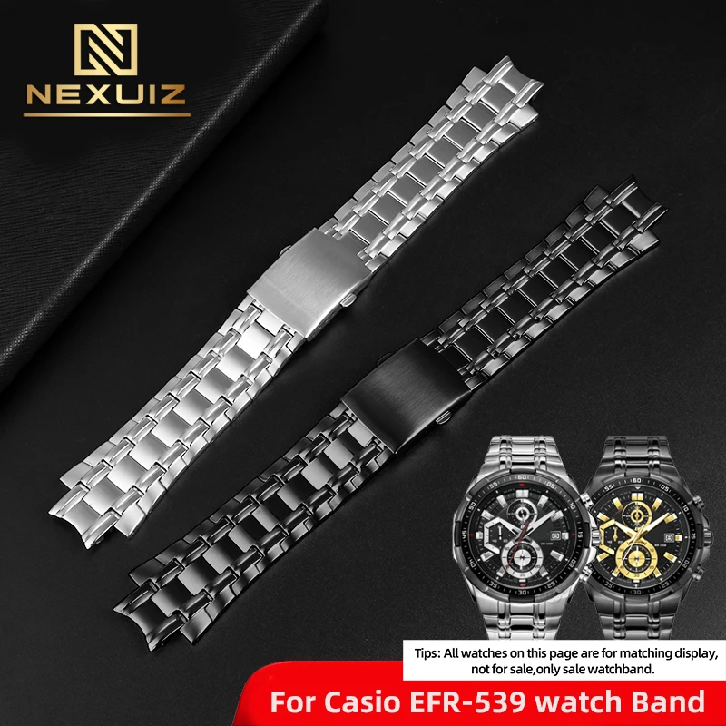 For Casio EFR-539D/BK Watch Band Steel 5345 Men's Solid Stainless Steel Precision Steel Watch Band Accessories