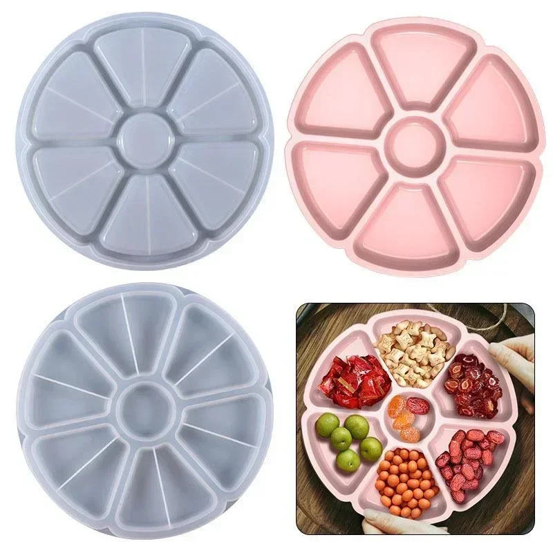 Petal Fruit Nut Storage Tray Silicone Mold Dishes Partition Plate DIY Crafts Home Decoration Casting Tool Supply Accessory