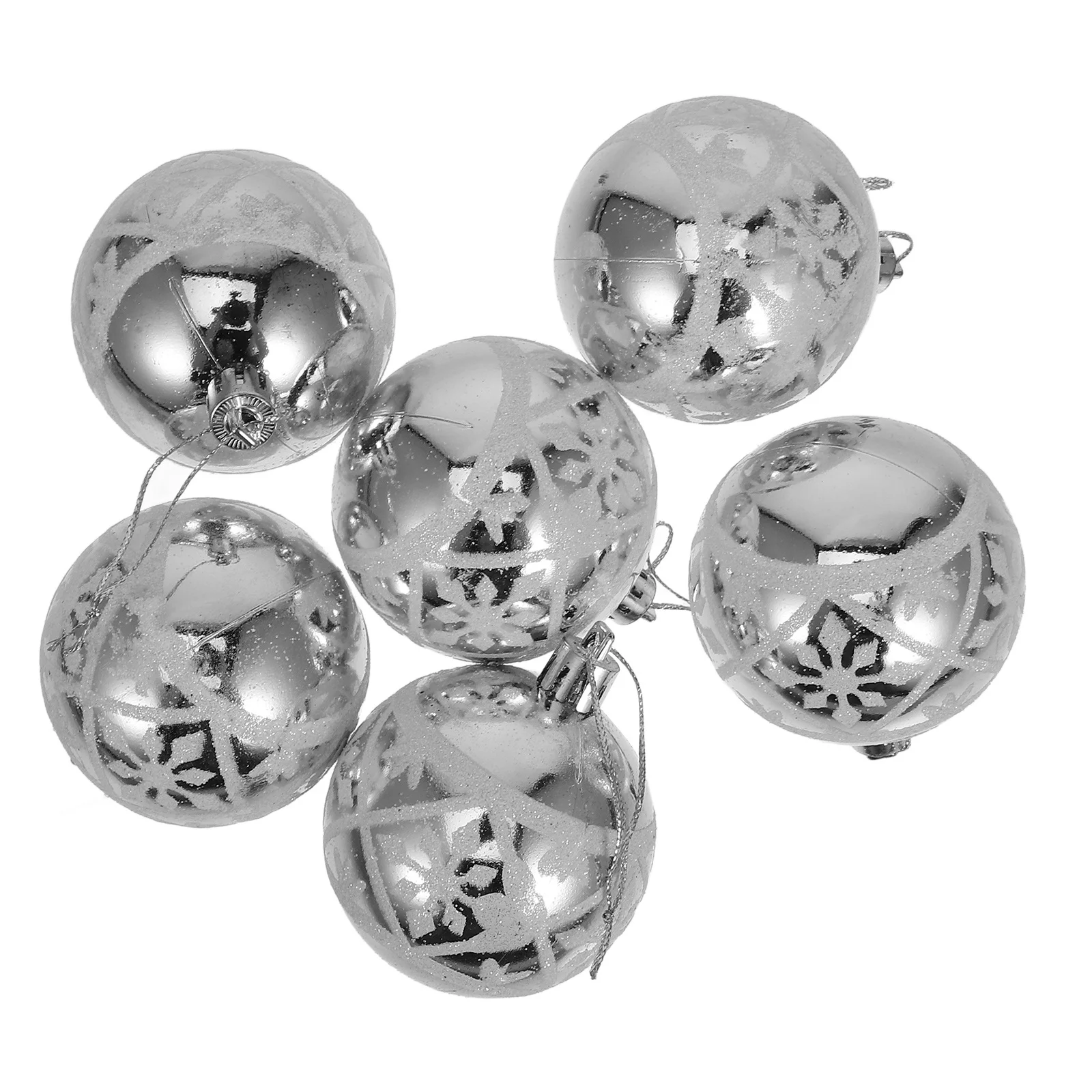 

6Pcs Christmas Tree Hanging Ornaments Snowflake Pattern Xmas Balls Xmas Tree Decorations Festive Party Holiday Home Decor