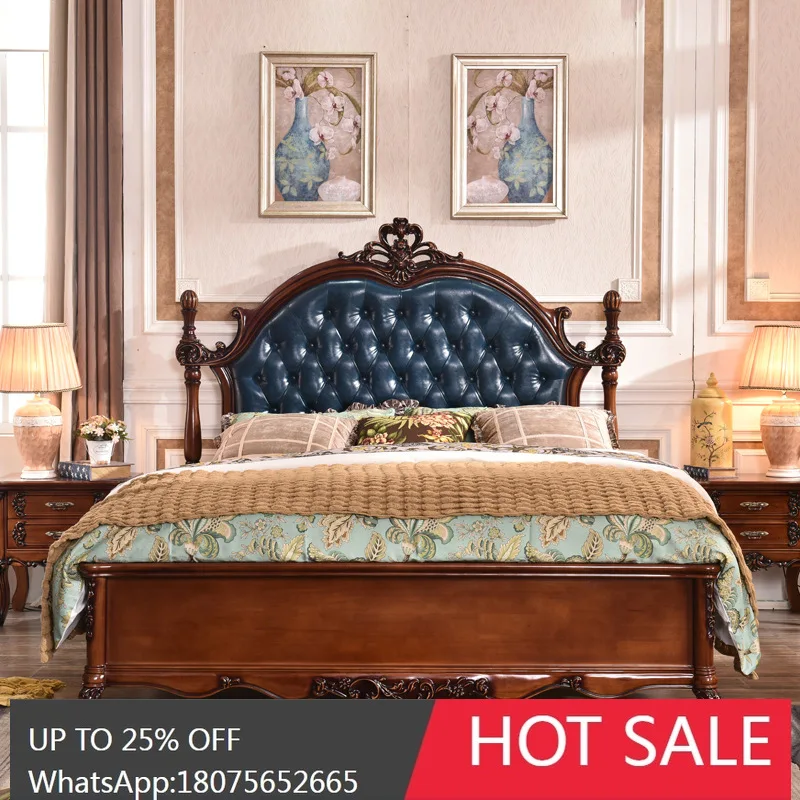 

MJY American-style Bed European-style Solid Wood Storage Soft Backrest Oak Bed