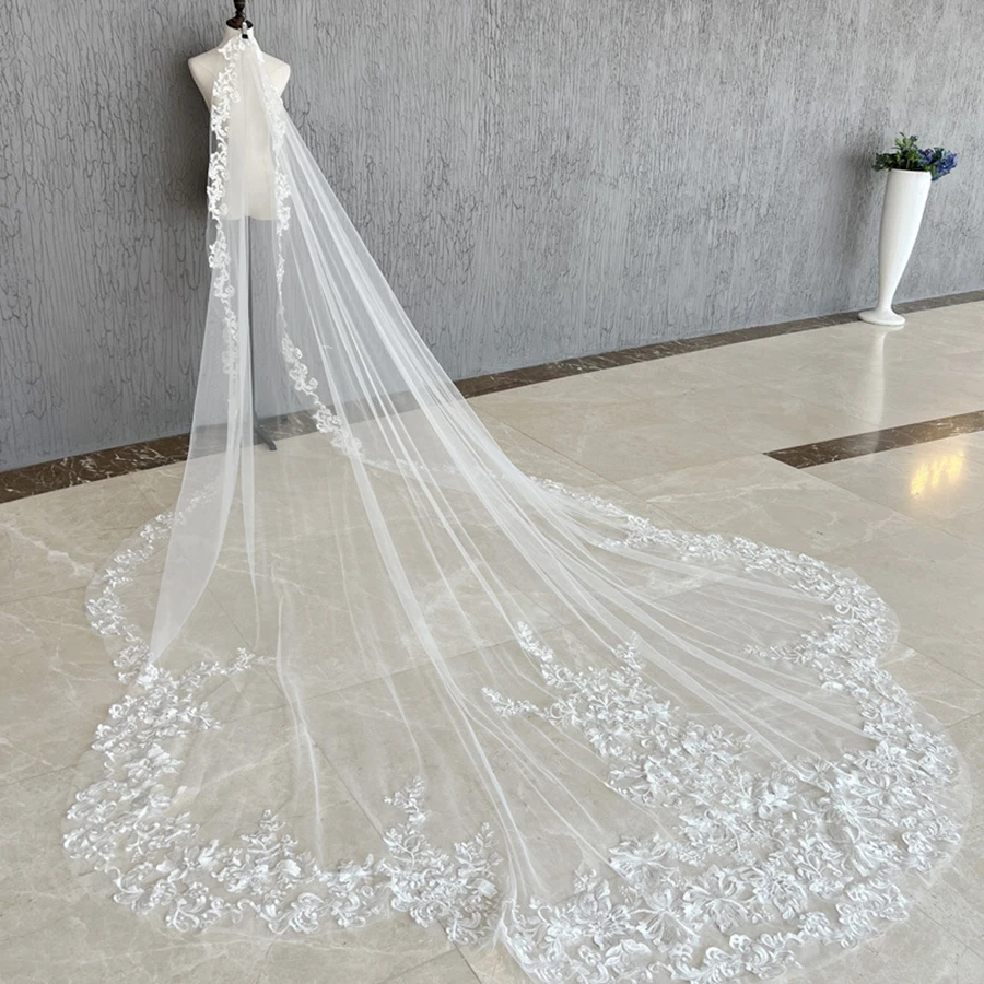 New Arrival White Ivory Sexy Wedding veils Lace Appliques Bride Bridal Veil vestidos de novia wedding accessories Boda Veil